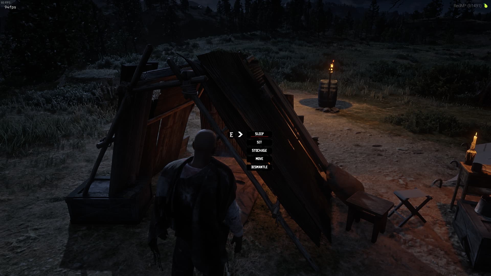 Murphy Interact displaying selectable actions beside a tent