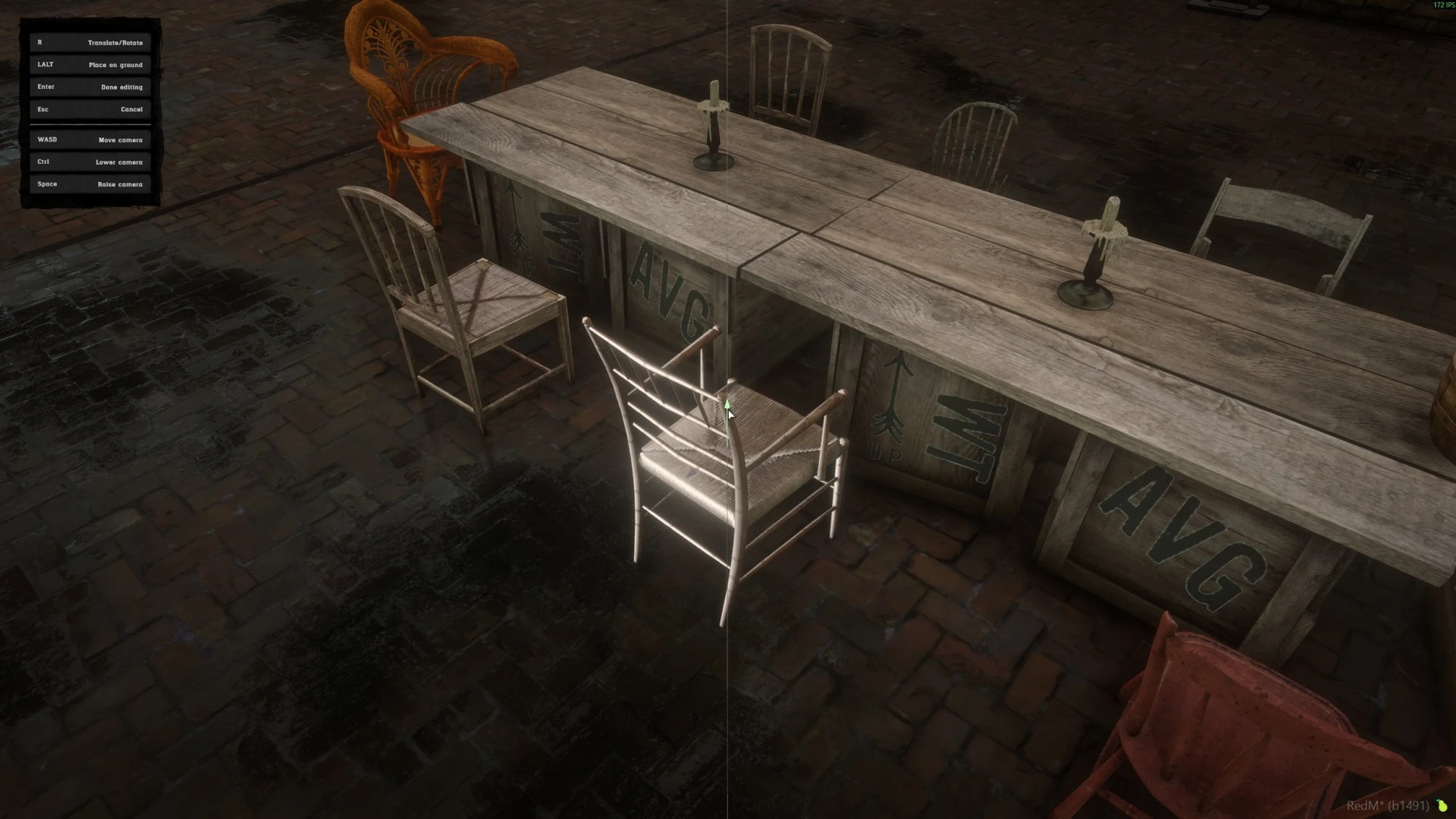 A selected chair and the editor controls in a decorated interior