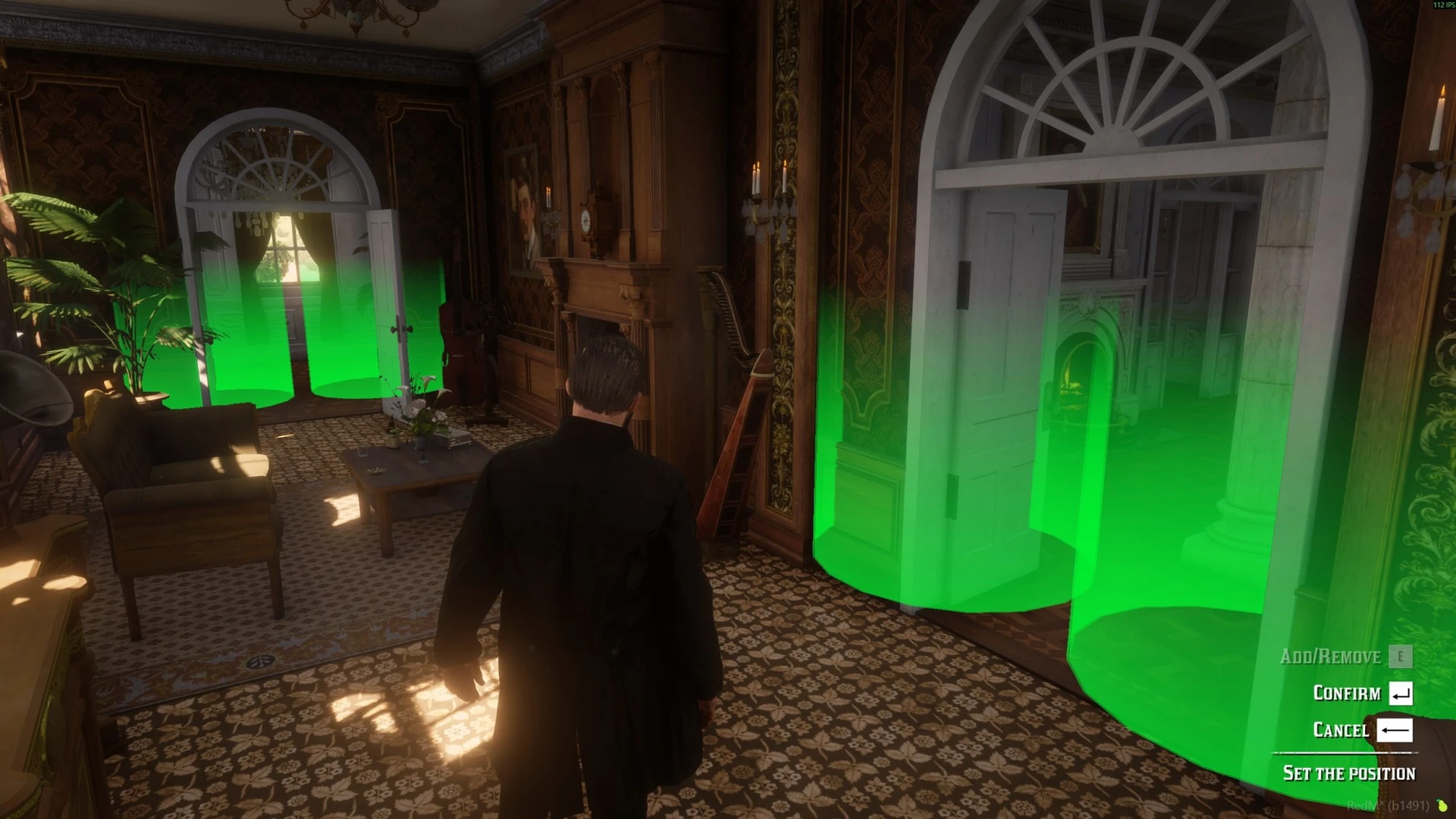 Green placement markers used while registering building access